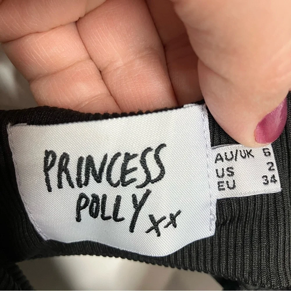 Princess Polly black‎ ribbed bodysuit size 2